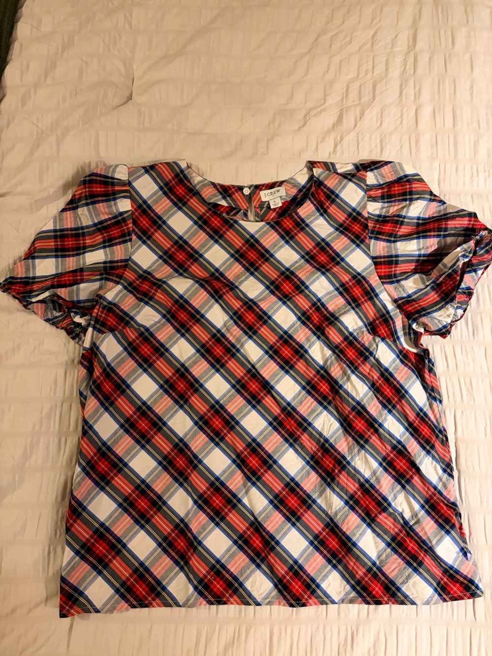 J. Crew Red, Blue & White Plaid Button-Down Shirt